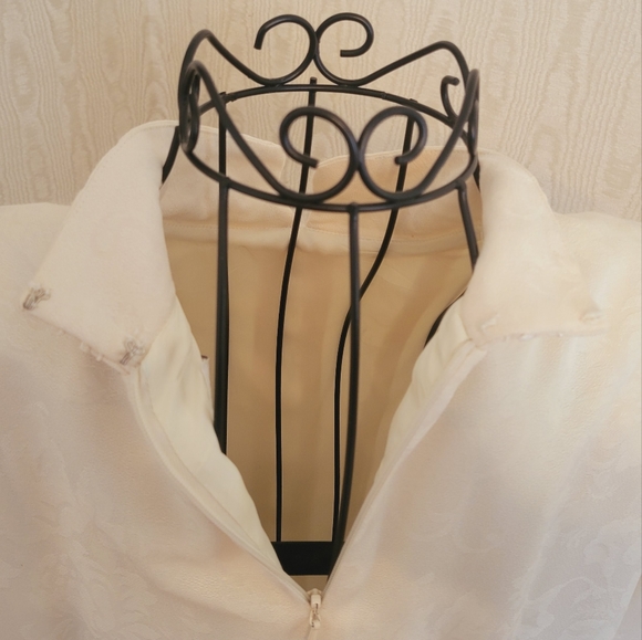 Karin Stevens Santa Fe Off White Pleated Vintage Dress Size 10 - Picture 7 of 13